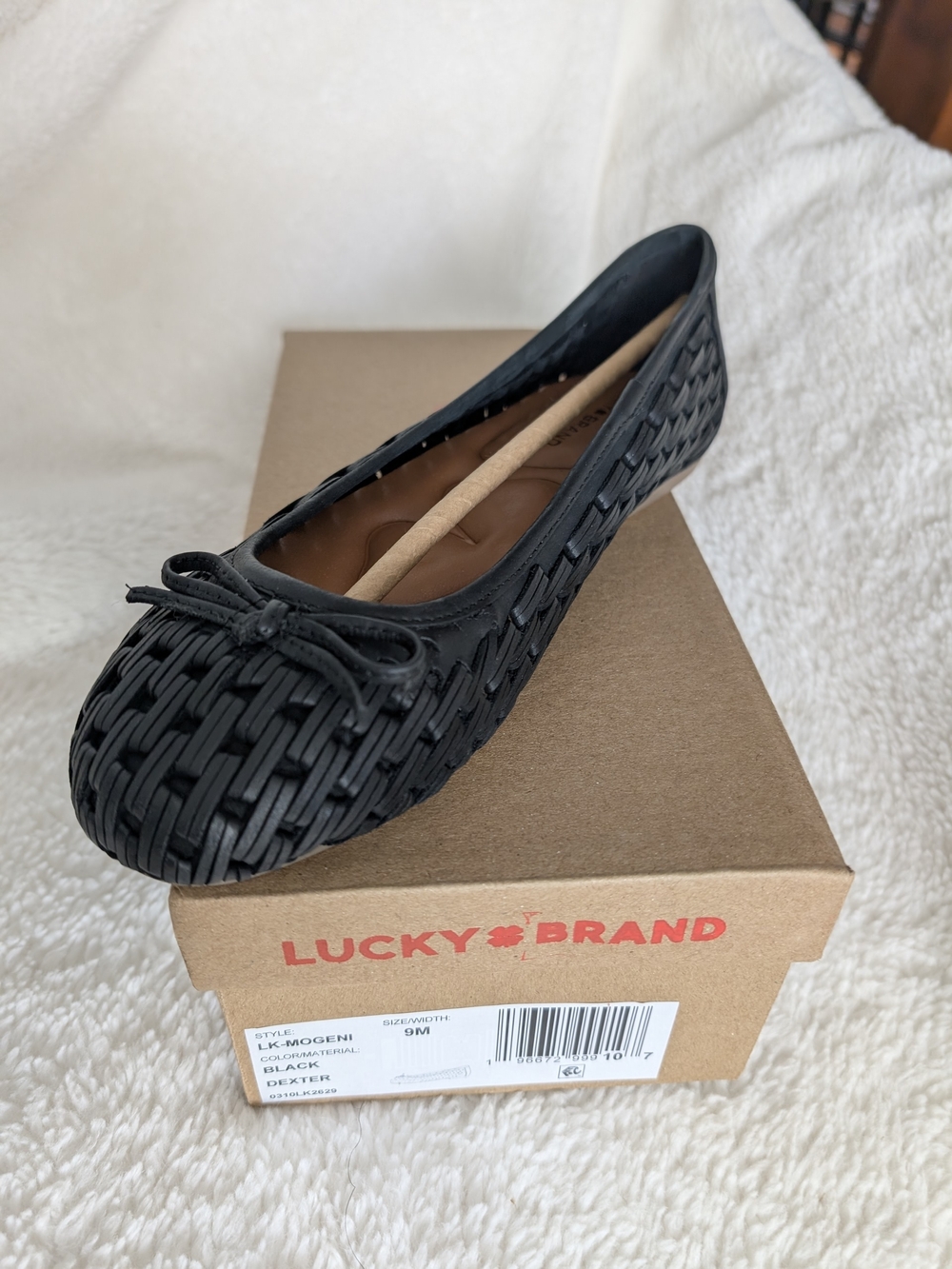 Lucky Brand Black Woven Bow Ballet Flat - Women's